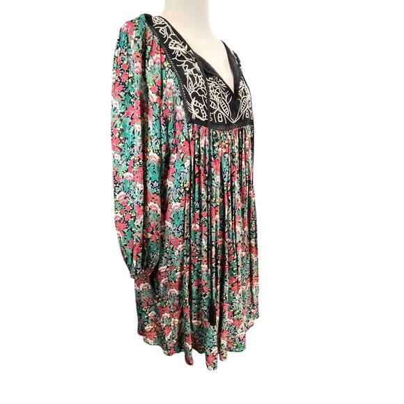 Floreat Anthropologie Boho Floral Embroidered Tunic‎ Dress V-Neck Size M - Picture 4 of 8
